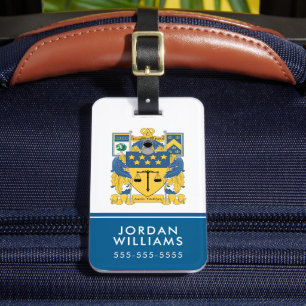 Delta Upsilon Fraternity Blue & Gold Coat of Arms Luggage Tag