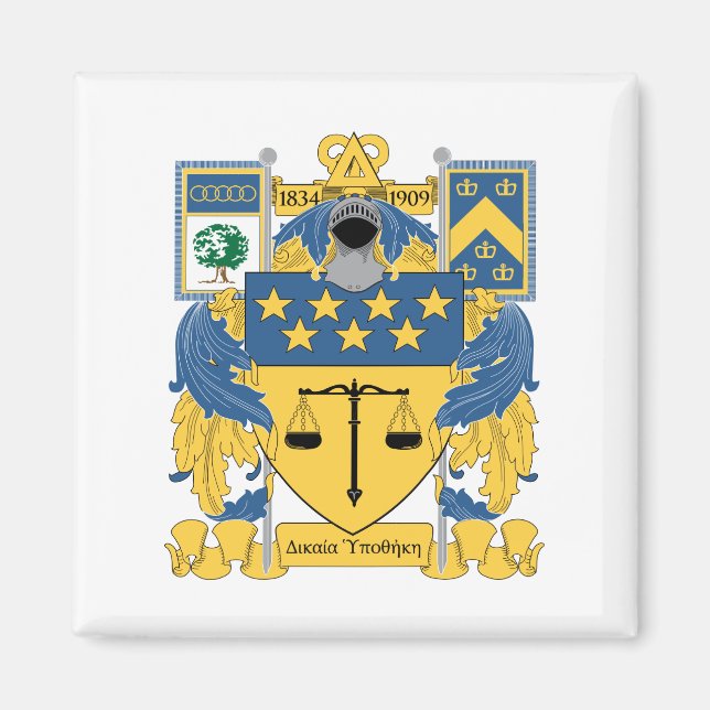Delta Upsilon Fraternity Blue & Gold Coat of Arms Magnet (Front)
