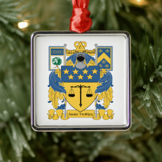 Delta Upsilon Fraternity Blue & Gold Coat of Arms Metal Ornament