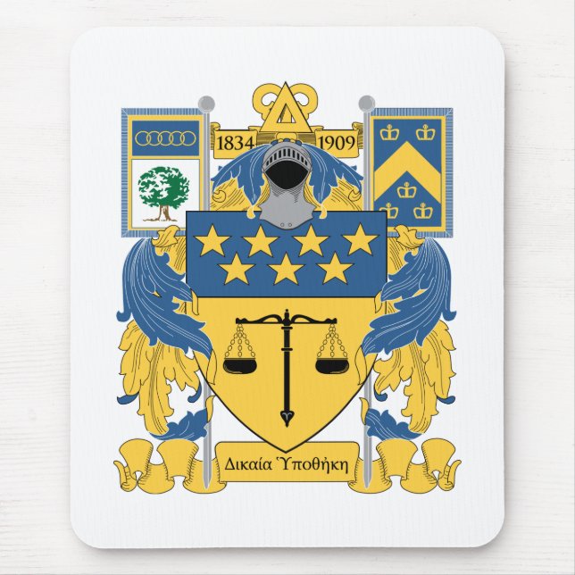 Delta Upsilon Fraternity Blue & Gold Coat of Arms Mouse Pad (Front)