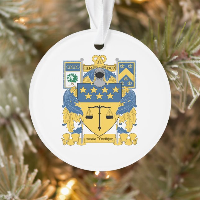 Delta Upsilon Fraternity Blue & Gold Coat of Arms Ornament (Tree)