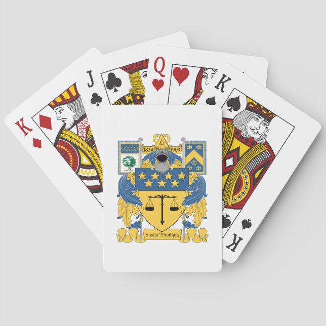 Delta Upsilon Fraternity Blue & Gold Coat of Arms Poker Cards (Back)