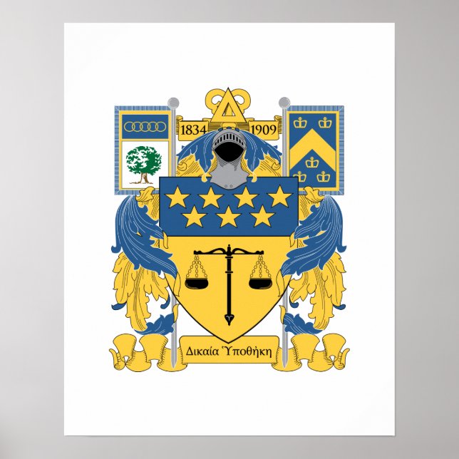 Delta Upsilon Fraternity Blue & Gold Coat of Arms Poster (Front)