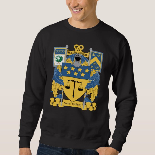 Delta Upsilon Fraternity Blue & Gold Coat of Arms Sweatshirt (Front)