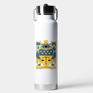 Delta Upsilon Fraternity Blue & Gold Coat of Arms Water Bottle
