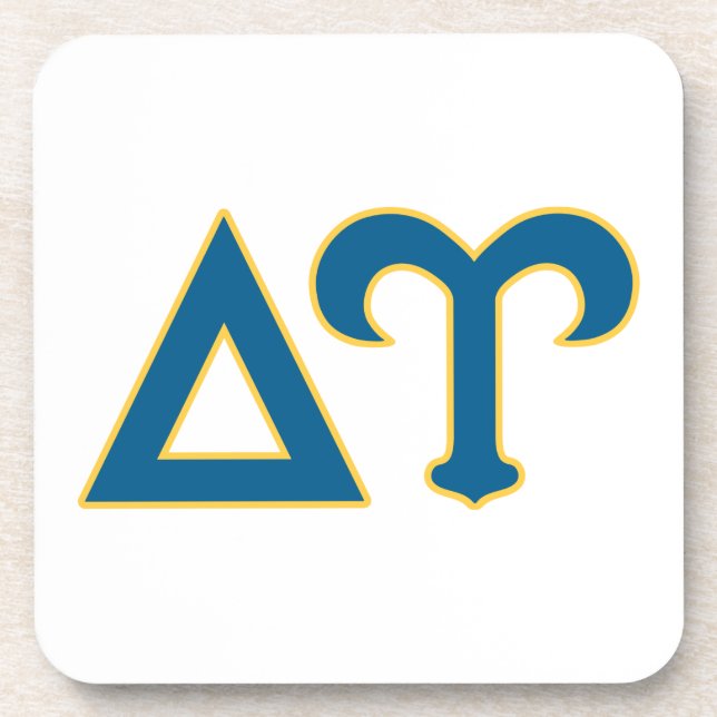 Delta Upsilon Fraternity Greek Letters Blue & Gold Beverage Coaster (Front)