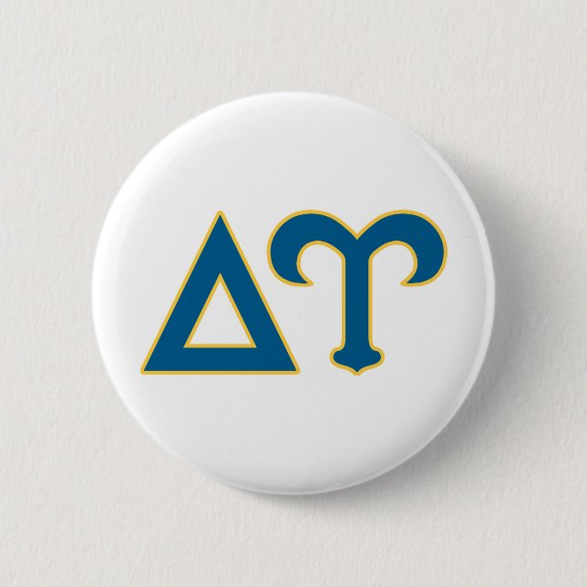 Delta Upsilon Fraternity Greek Letters Blue & Gold Button (Front)