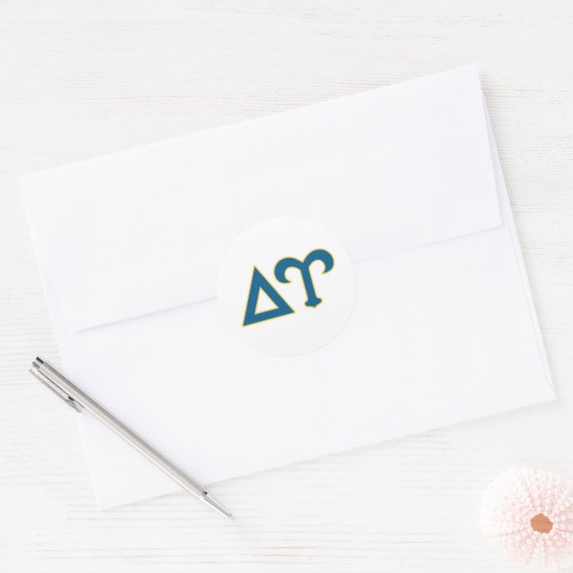Delta Upsilon Fraternity Greek Letters Blue & Gold Classic Round Sticker (Envelope)