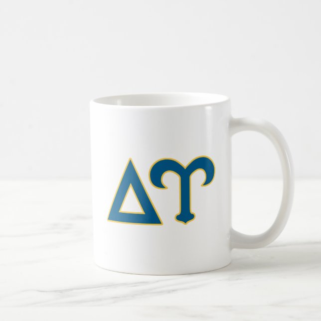 Delta Upsilon Fraternity Greek Letters Blue & Gold Coffee Mug (Right)