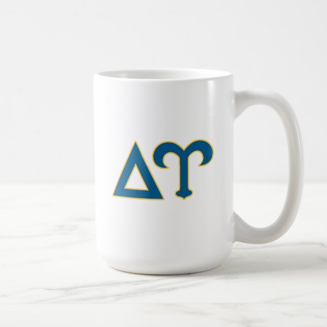 Delta Upsilon Fraternity Greek Letters Blue & Gold Coffee Mug (Right)