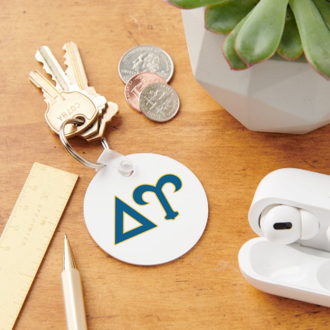 Delta Upsilon Fraternity Greek Letters Blue & Gold Keychain (Desk)