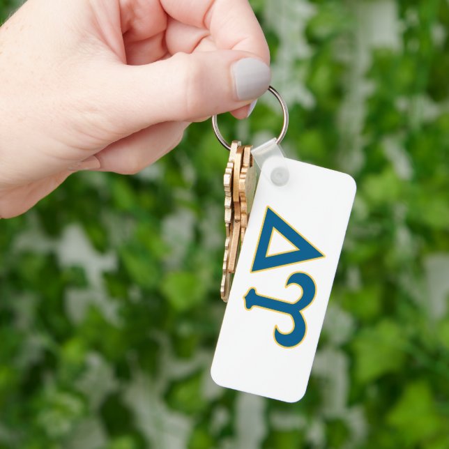 Delta Upsilon Fraternity Greek Letters Blue & Gold Keychain (Hand)