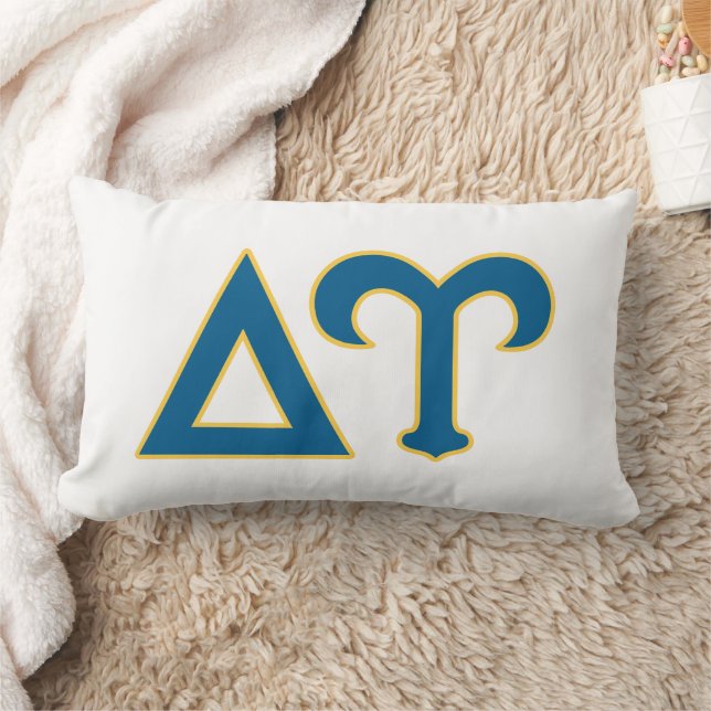 Delta Upsilon Fraternity Greek Letters Blue & Gold Lumbar Pillow (Blanket)