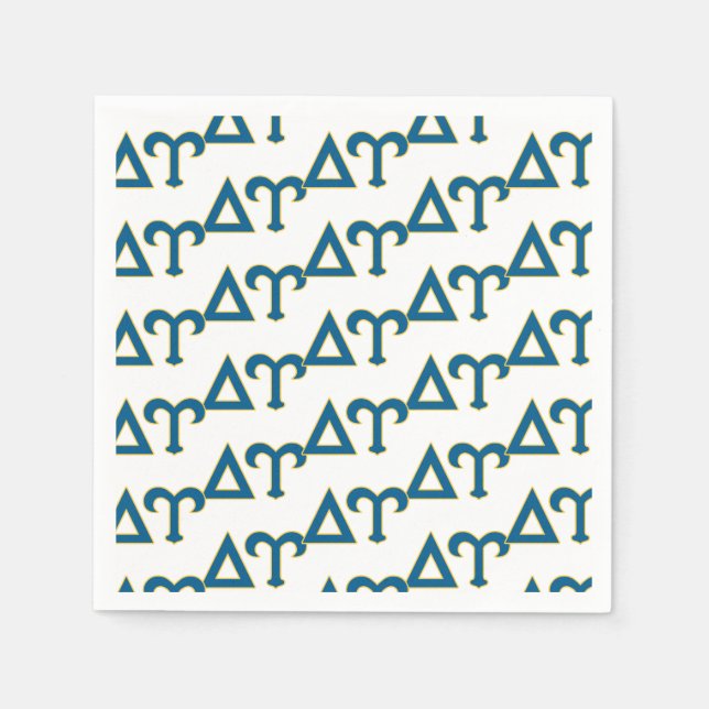 Delta Upsilon Fraternity Greek Letters Blue & Gold Napkins (Front)