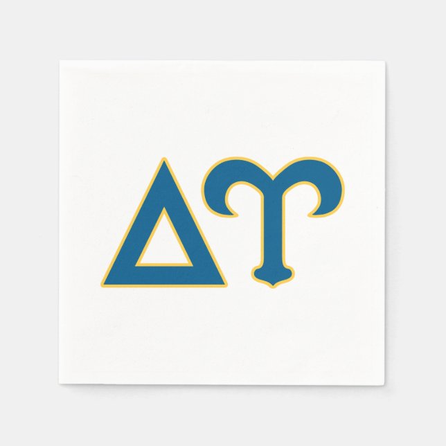 Delta Upsilon Fraternity Greek Letters Blue & Gold Napkins (Front)