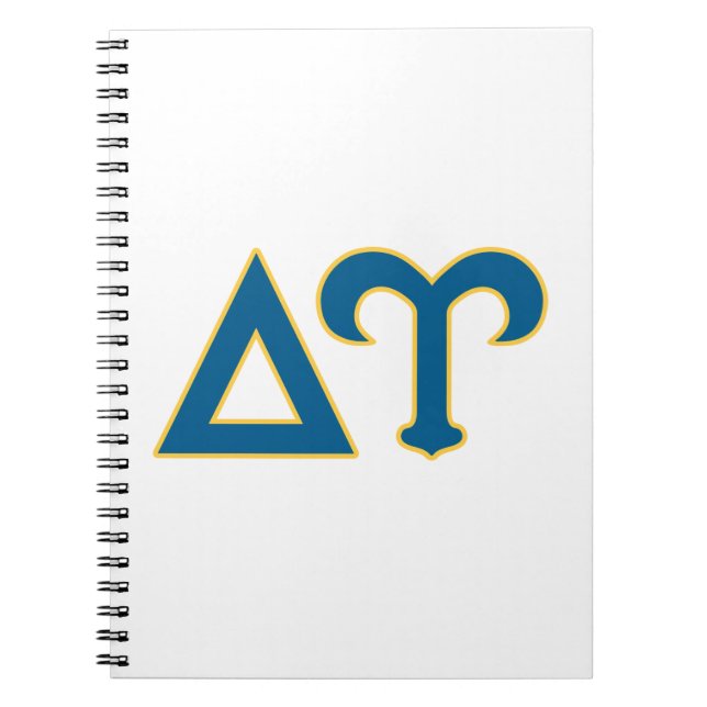 Delta Upsilon Fraternity Greek Letters Blue & Gold Notebook (Front)