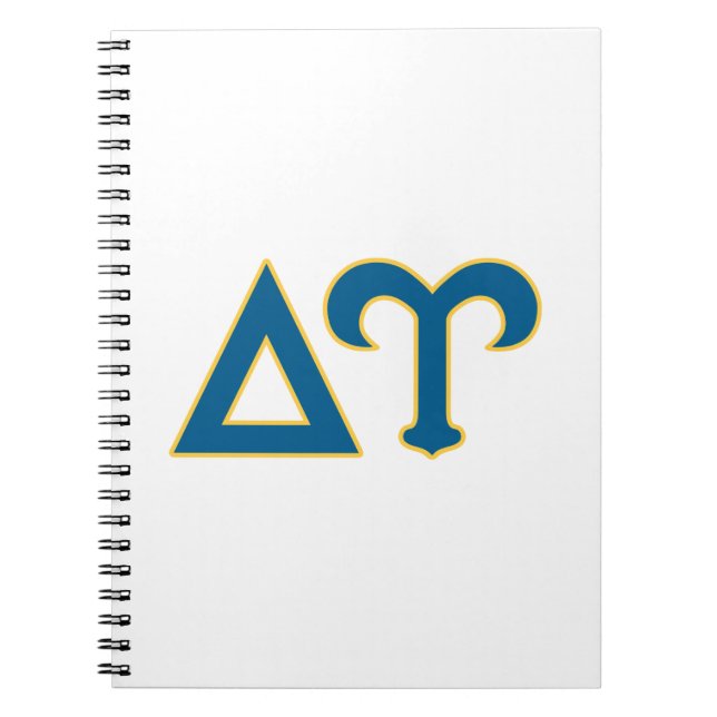 Delta Upsilon Fraternity Greek Letters Blue & Gold Notebook (Front)
