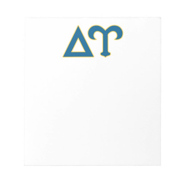 Delta Upsilon Fraternity Greek Letters Blue & Gold Notepad (Front)