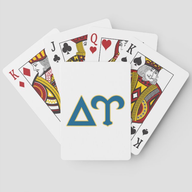 Delta Upsilon Fraternity Greek Letters Blue & Gold Poker Cards (Back)