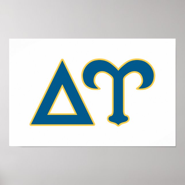 Delta Upsilon Fraternity Greek Letters Blue & Gold Poster (Front)
