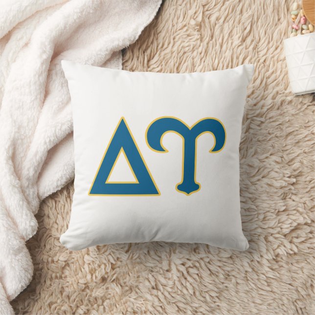 Delta Upsilon Fraternity Greek Letters Blue & Gold Throw Pillow (Blanket)