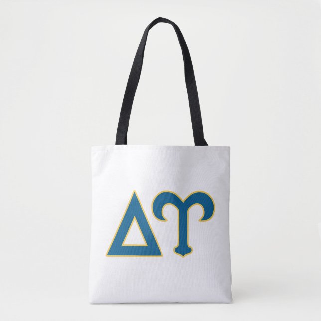 Delta Upsilon Fraternity Greek Letters Blue & Gold Tote Bag (Front)