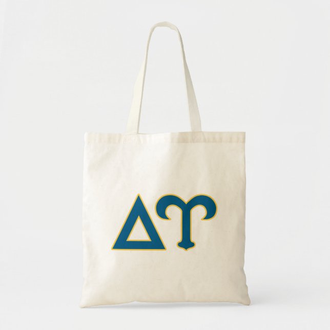 Delta Upsilon Fraternity Greek Letters Blue & Gold Tote Bag (Front)
