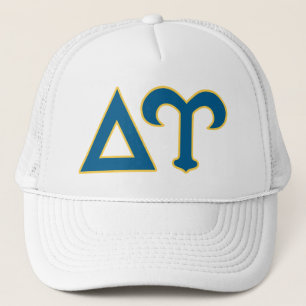 Delta Upsilon Fraternity Greek Letters Blue & Gold Trucker Hat