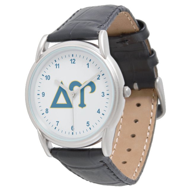 Delta Upsilon Fraternity Greek Letters Blue & Gold Watch (Angled)