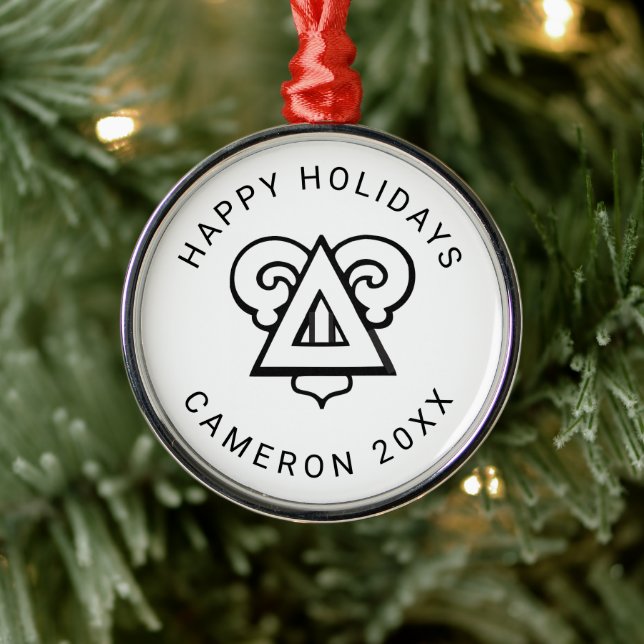 Delta Upsilon Fraternity Iconic Triangle Logo Metal Ornament (Tree)
