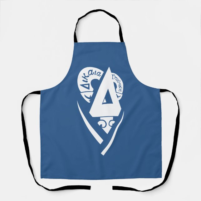 Delta Upsilon Fraternity Logo White on Blue Apron (Front)