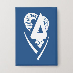Delta Upsilon Fraternity Logo White on Blue Button
