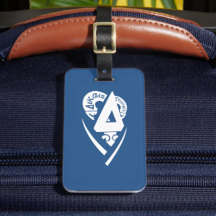 Delta Upsilon Fraternity Logo White on Blue Luggage Tag