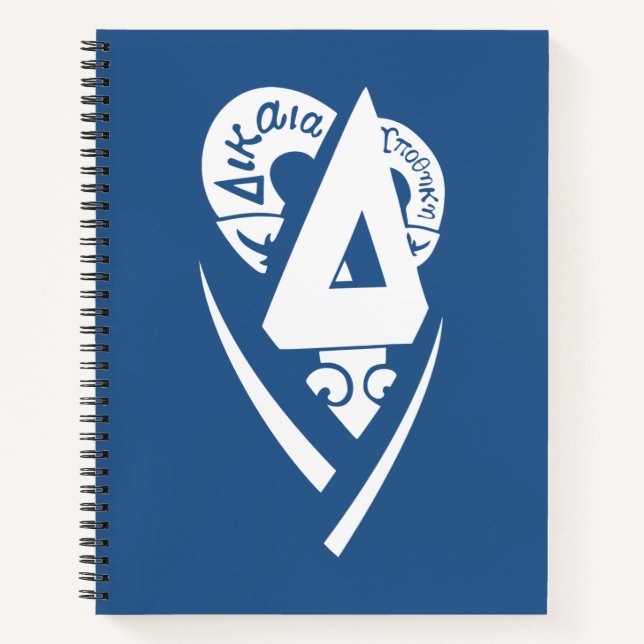 Delta Upsilon Fraternity Logo White on Blue Notebook (Front)