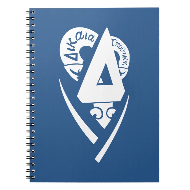 Delta Upsilon Fraternity Logo White on Blue Notebook (Front)