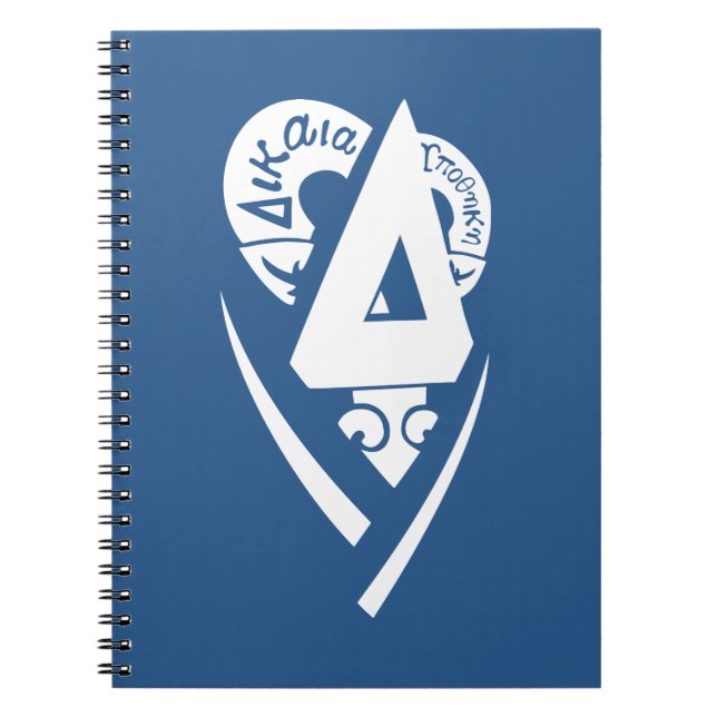Delta Upsilon Fraternity Logo White on Blue Notebook (Front)