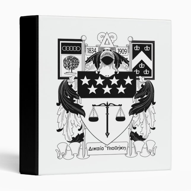 Delta Upsilon Fraternity Official Coat of Arms BW 3 Ring Binder (Front/Spine)