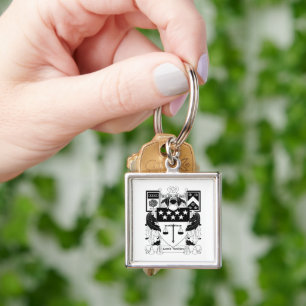 Delta Upsilon Fraternity Official Coat of Arms BW Keychain