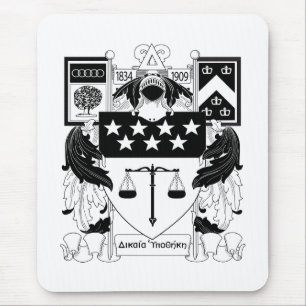 Delta Upsilon Fraternity Official Coat of Arms BW Mouse Pad