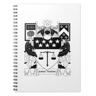 Delta Upsilon Fraternity Official Coat of Arms BW Notebook