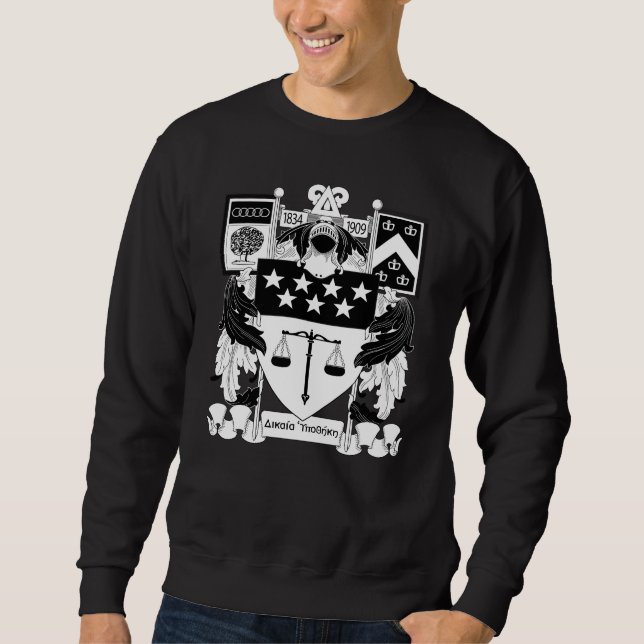 Delta Upsilon Fraternity Official Coat of Arms BW Sweatshirt (Front)