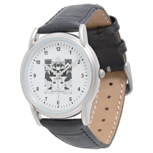Delta Upsilon Fraternity Official Coat of Arms BW Watch (Angled)