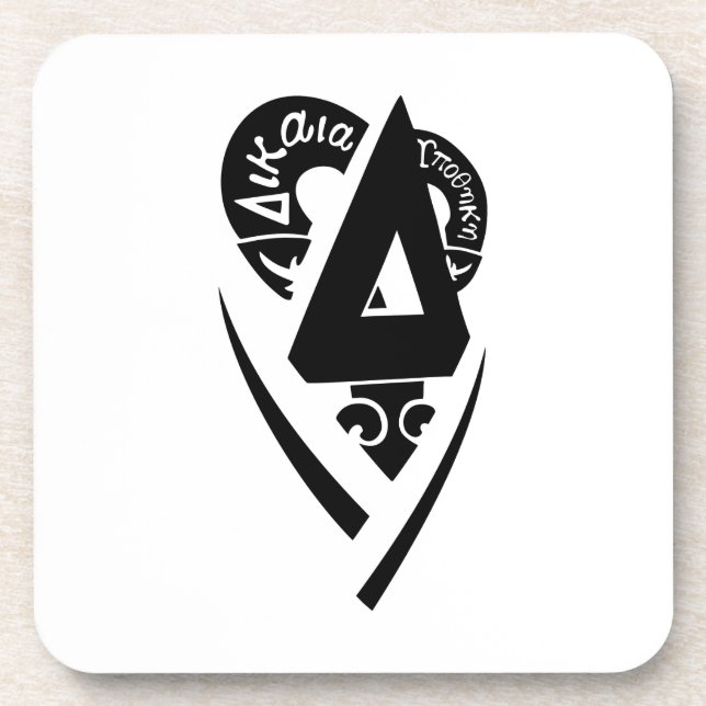 Delta Upsilon Fraternity Stylized Delta Logo B&W Beverage Coaster (Front)