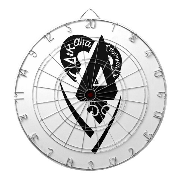 Delta Upsilon Fraternity Stylized Delta Logo B&W Dart Board (Front)