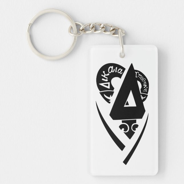 Delta Upsilon Fraternity Stylized Delta Logo B&W Keychain (Front)