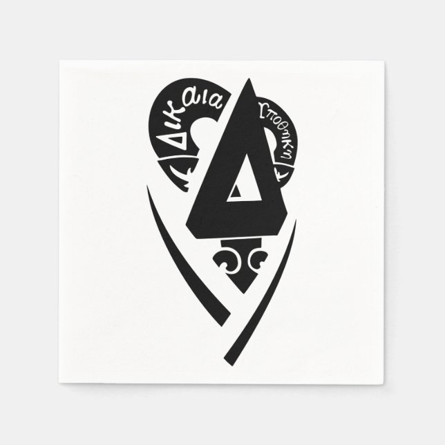 Delta Upsilon Fraternity Stylized Delta Logo B&W Napkins (Front)