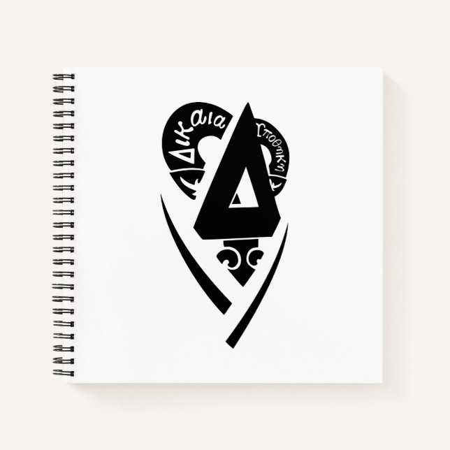 Delta Upsilon Fraternity Stylized Delta Logo B&W Notebook (Front)