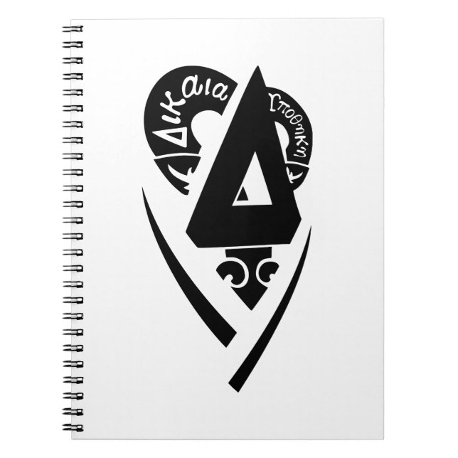 Delta Upsilon Fraternity Stylized Delta Logo B&W Notebook (Front)