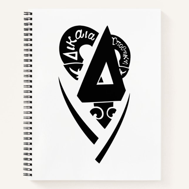 Delta Upsilon Fraternity Stylized Delta Logo B&W Notebook (Front)