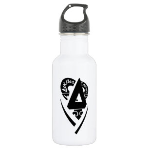 Delta Upsilon Fraternity Stylized Delta Logo B&W Stainless Steel Water Bottle